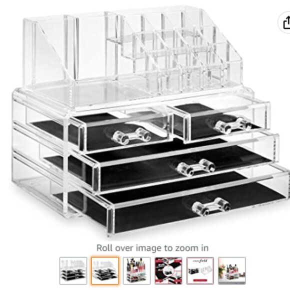 Acrylic Cosmetic Makeup Organizer & Jewelry Storage Display Case - Picture 3 of 4